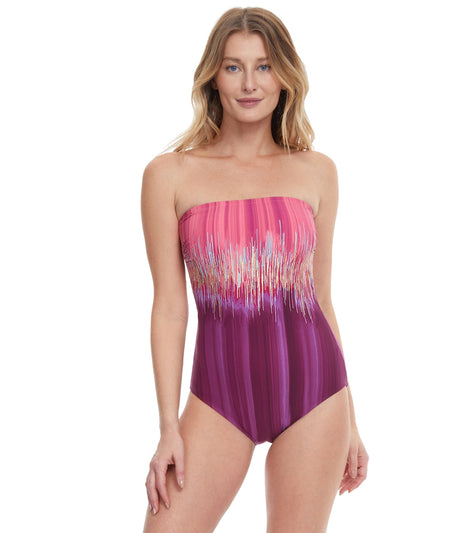 Gottex Womens Moroccan Sky Bandeau One Piece Swimsuit At 5238