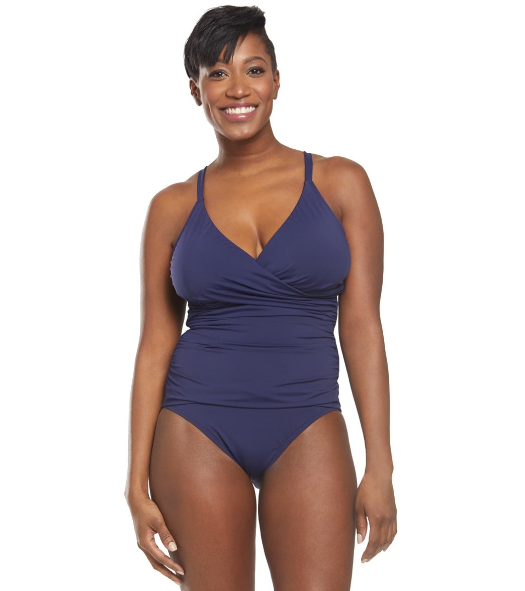 Tommy Bahama Women's Pearl Solid Novelty One Shoulder One Piece Swimsuit at