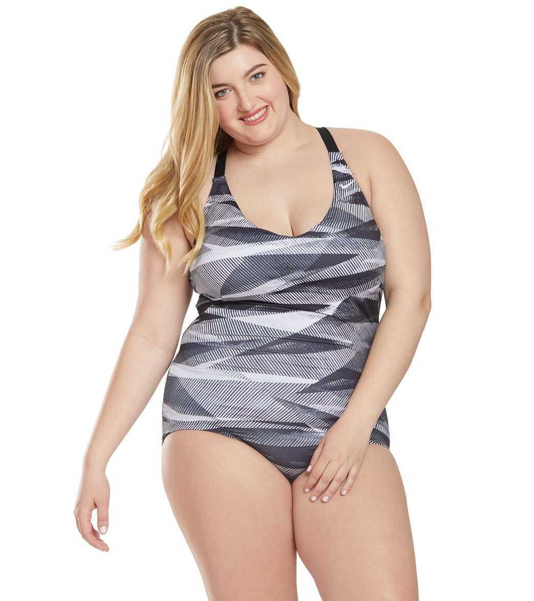 Nike Plus Size Lineup Crossback One Piece Swimsuit at SwimOutlet.com