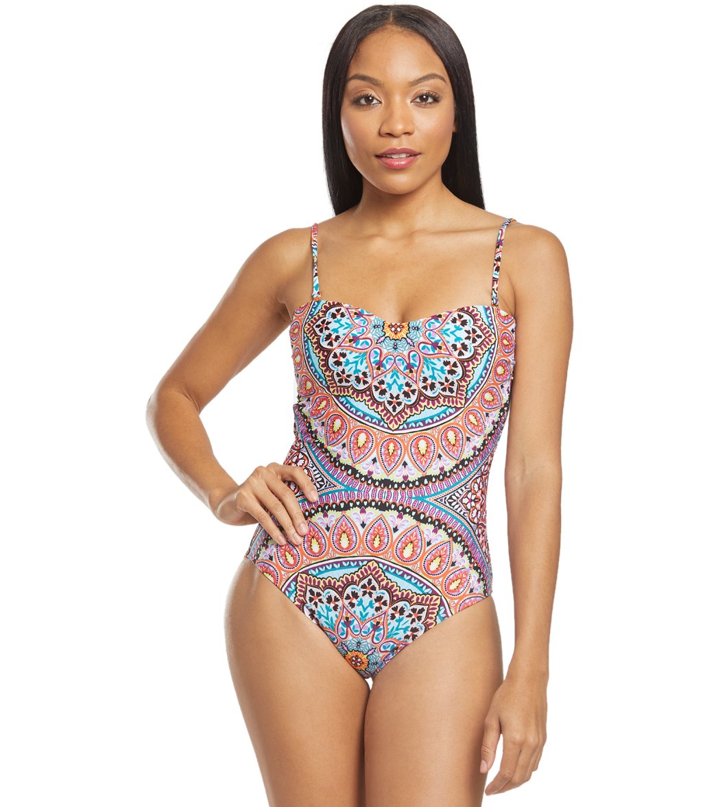Kenneth Cole Reaction Serene Siren Paisley Bandeau One Piece Swimsuit at  SwimOutlet.com