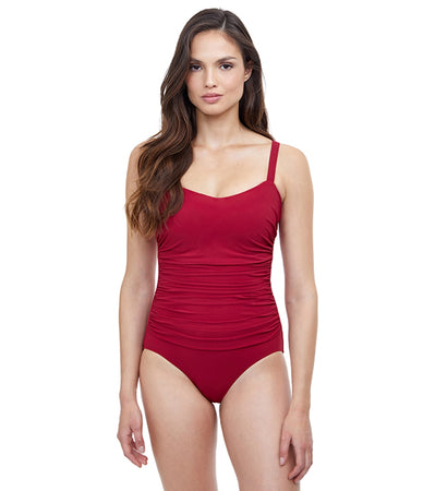 Profile by Gottex Tutti Frutti D-Cup Scoop Neck Shirred Underwire One Piece  Swimsuit, One Piece