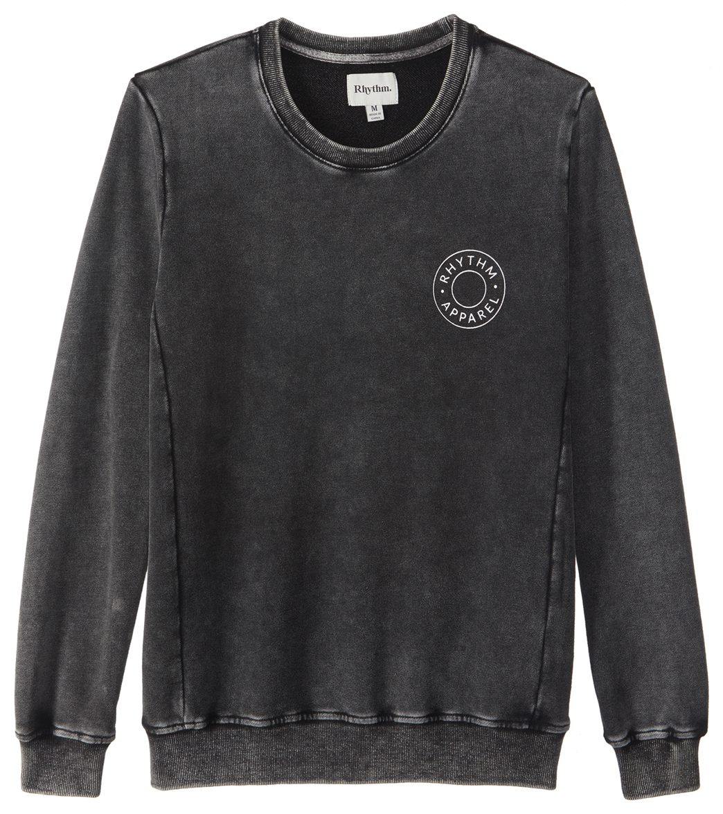Rhythm Men's Washed Out Crew Neck Sweater at SwimOutlet.com
