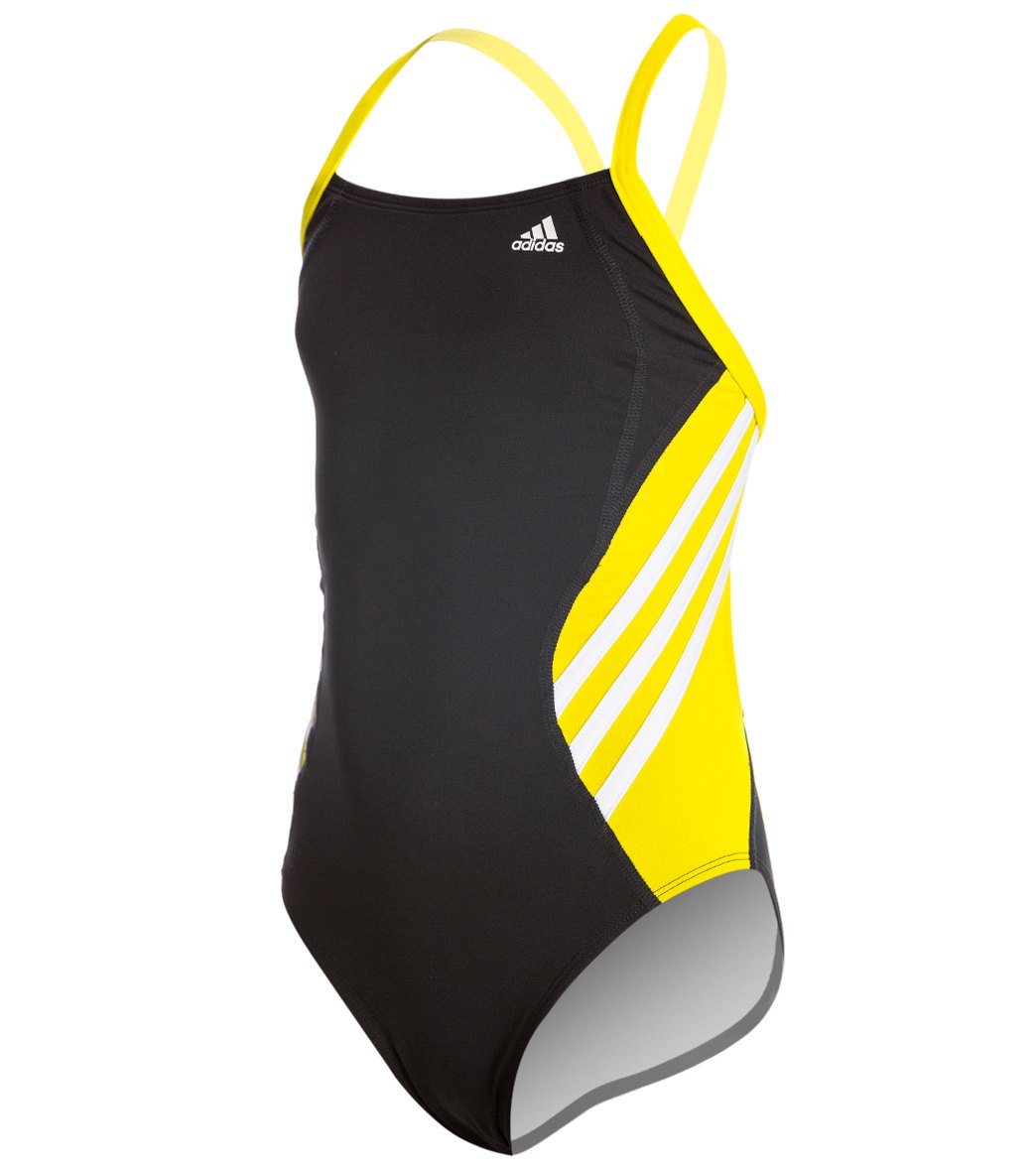 Adidas Youth Solid Splice Vortex Back One Piece Swimsuit at SwimOutlet.com