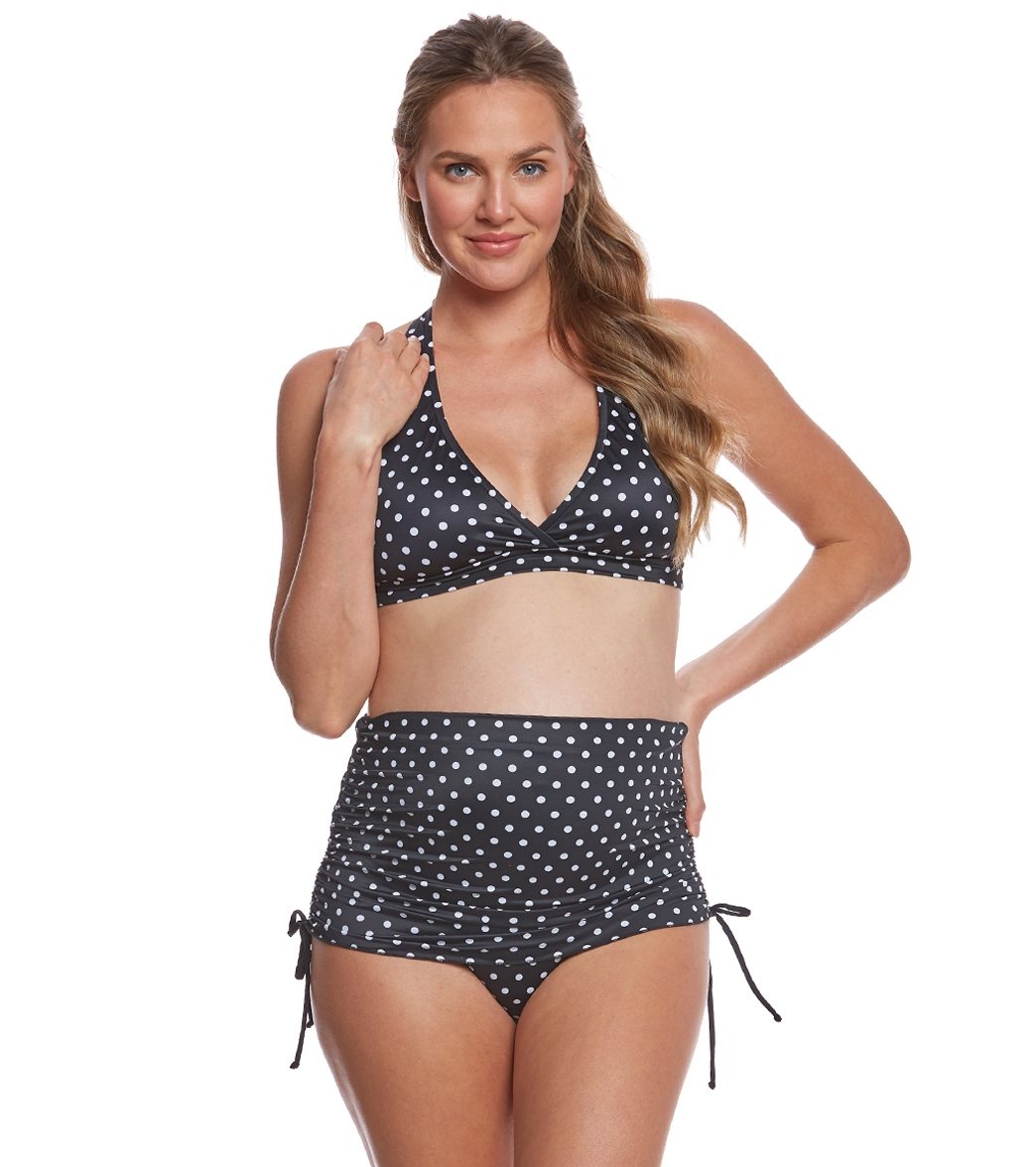 Prego Maternity Swimwear Solid Ruched Bikini Set at