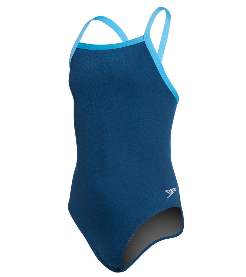Speedo Girls' Solid Endurance + Flyback Training One Piece Swimsuit at  SwimOutlet.com