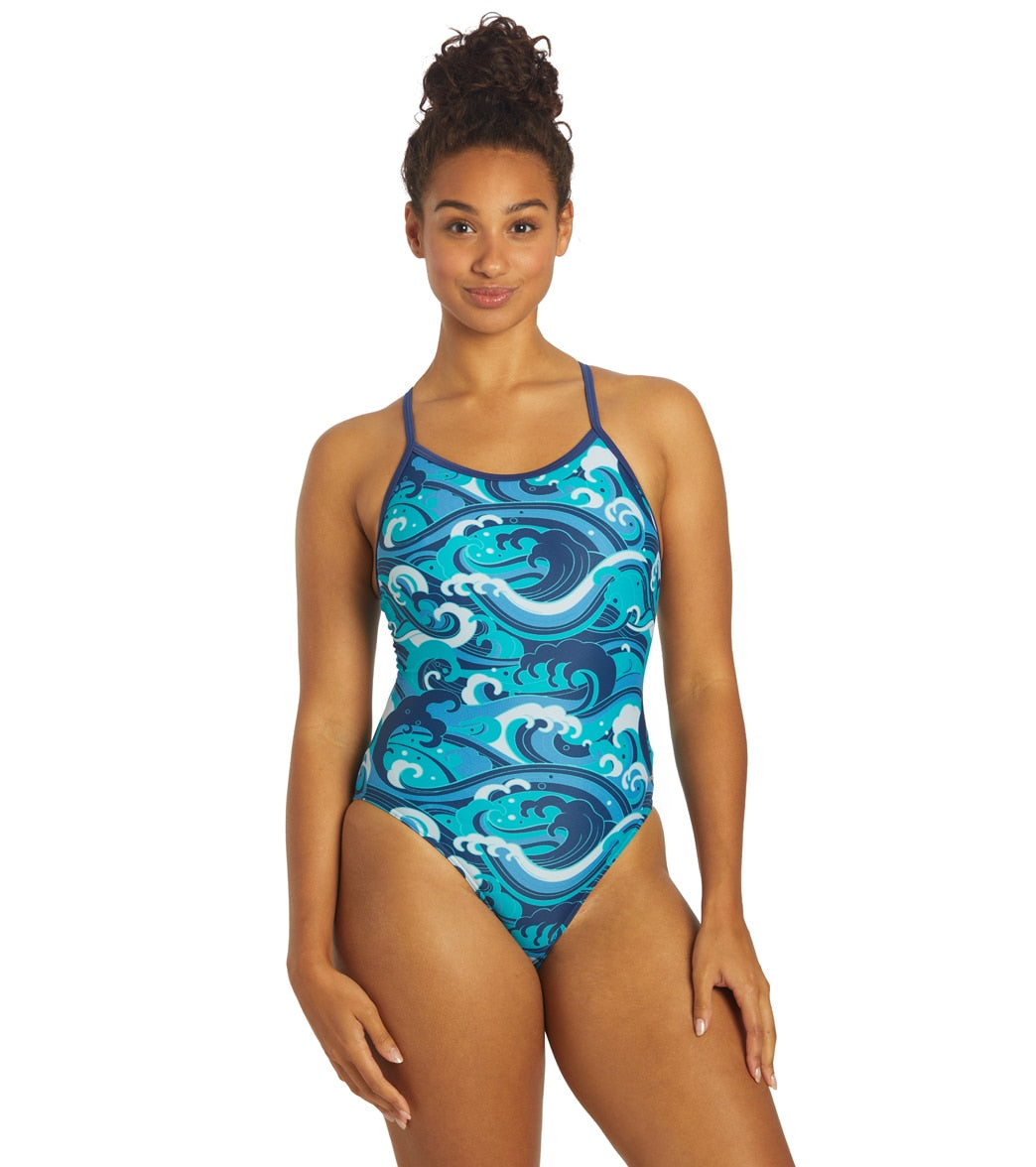 Sporti Great Wave Thin Strap One Piece Swimsuit at SwimOutlet.com