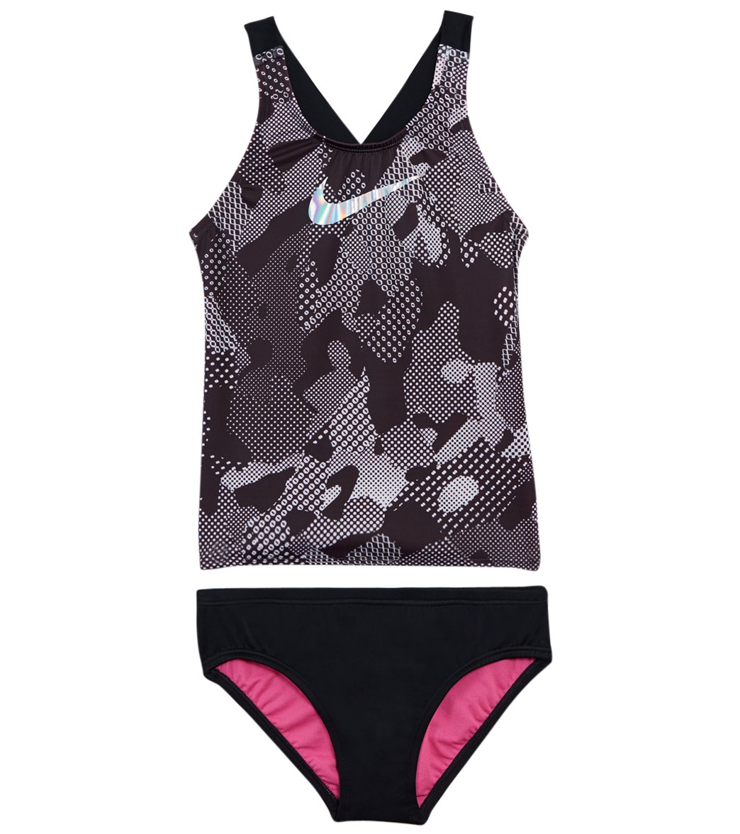Nike Girls' Optic Camo Crossback Tankini Set (Big Kid) at SwimOutlet.com