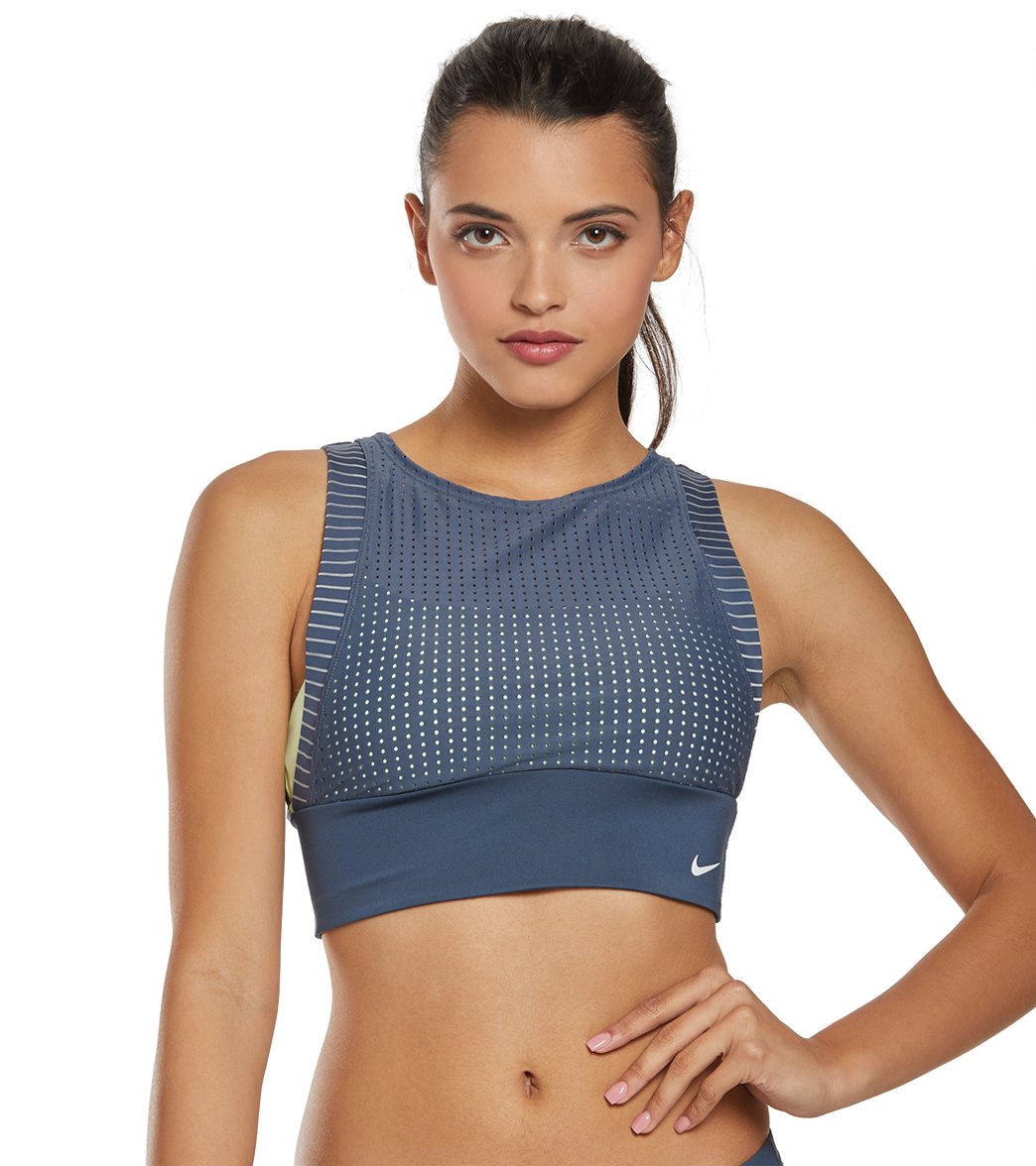 Nike Sport Mesh Convertible Layered High Neck Midkini Top at SwimOutlet.com