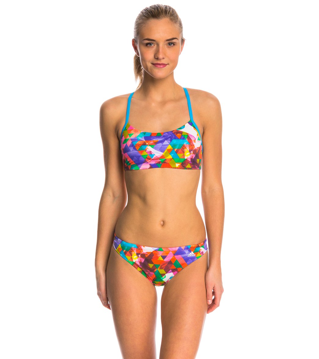 Adidas Women's Layered Floral Scoop Two Piece Swimsuit at SwimOutlet.com