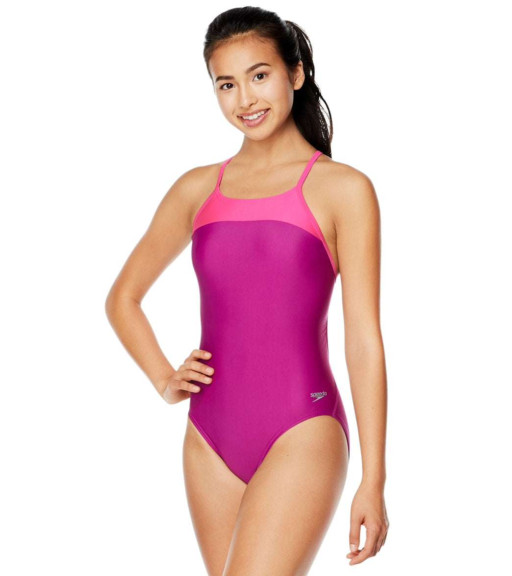 Speedo Women's Color Blocked Flyer One Piece Swimsuit at SwimOutlet.com