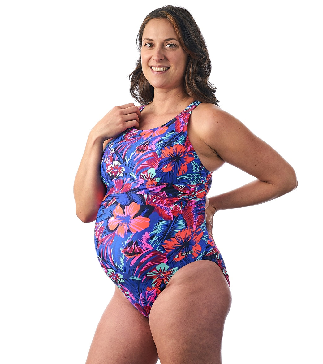 EQ Swimwear Women's Tahitian Floral Banded Maternity One Piece Swimsuit at  SwimOutlet.com