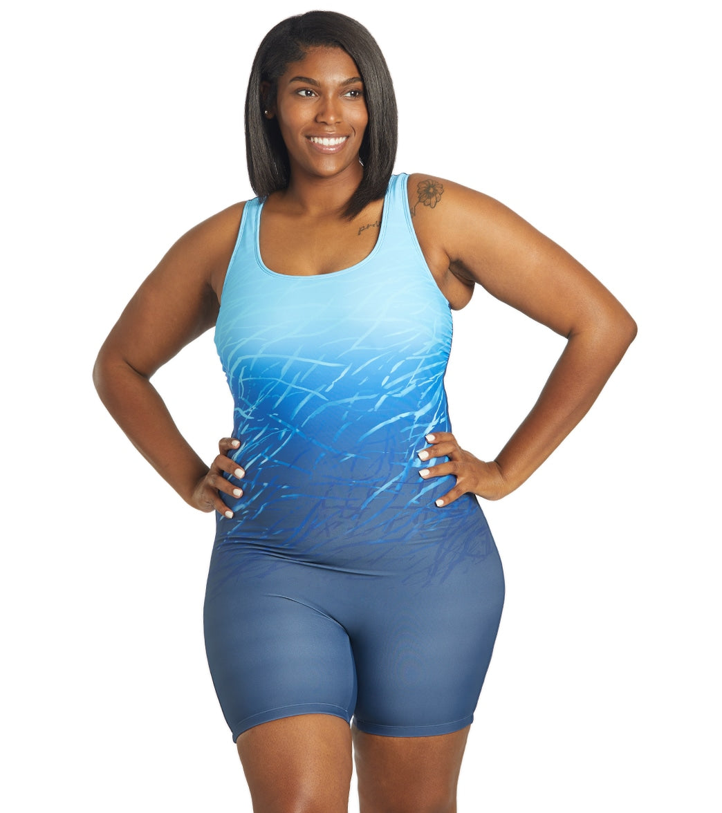 Sporti Plus Size Unitard Printed Ombre One Piece Swimsuit at SwimOutlet.com