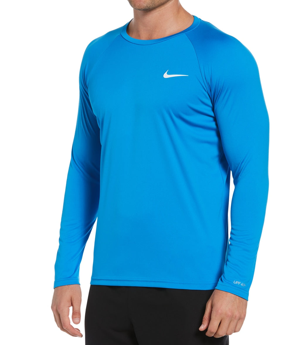 Nike Men's Heather Hydroguard Long Sleeve Swim T-Shirt - Game Royal