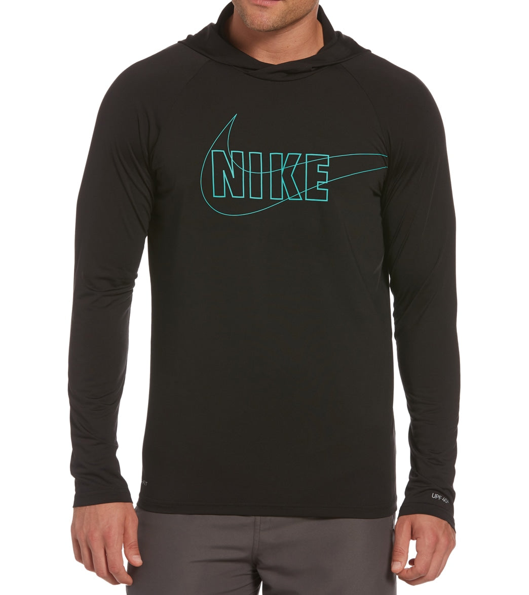Nike Men's Outline Logo Long Sleeve Hooded Hydroguard at SwimOutlet.com