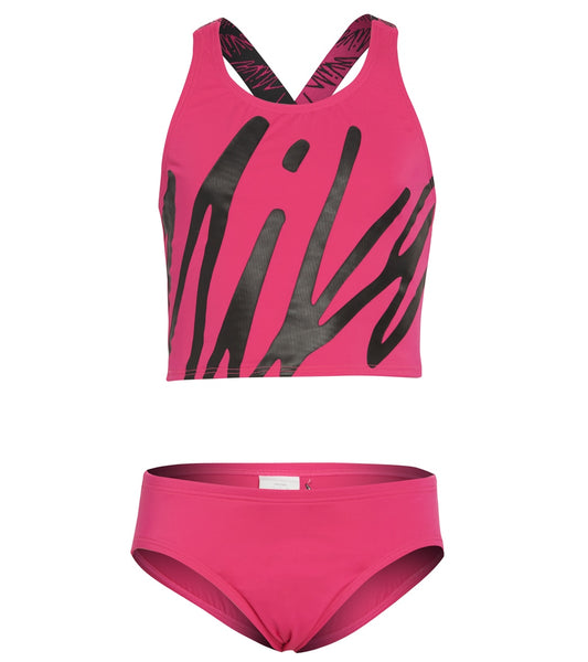 Nike Girls' Script Logo Crossback Two Piece Mid Bikini Set (Big Kid) at  SwimOutlet.com