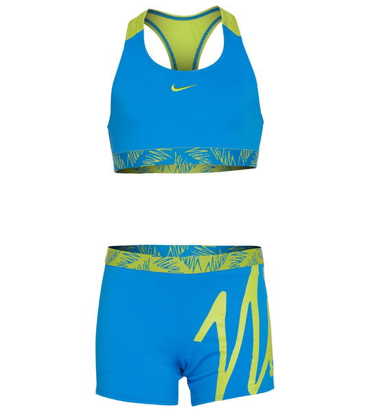 Nike Girls' Script Logo Crossback Sport Two Piece Bikini Set (Big Kid)