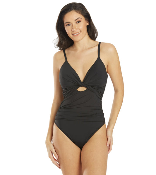 La Blanca Women's Island Goddess Twist Keyhole One Piece Swimsuit