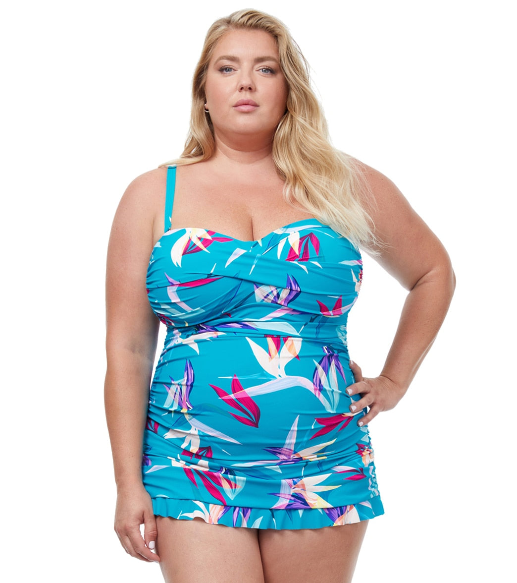 Profile by Gottex Women's Plus Size Paradise Bandeau Swim Dress at  SwimOutlet.com