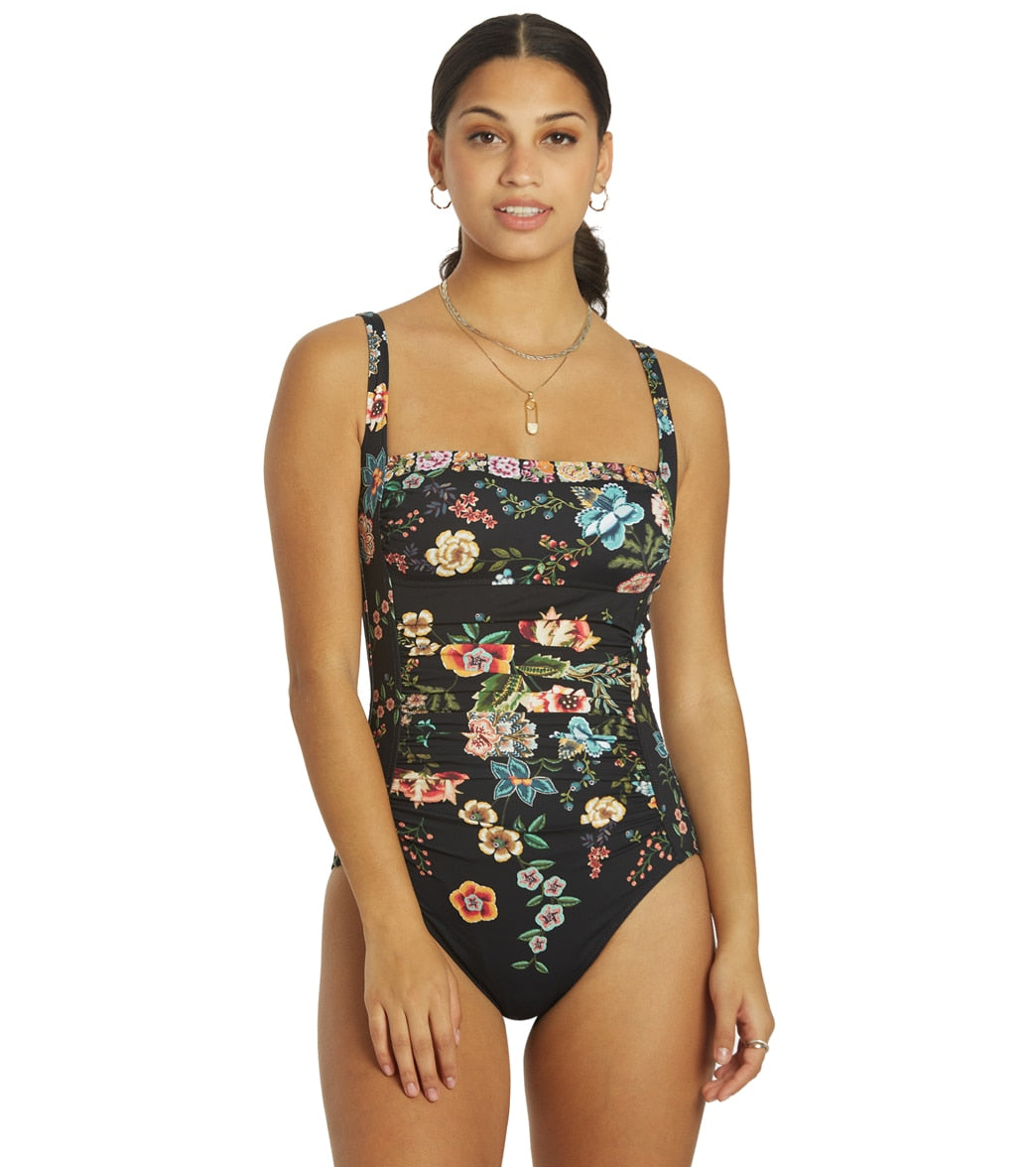Johnny Was Women's Ardell Shirred One Piece Swimsuit at SwimOutlet.com