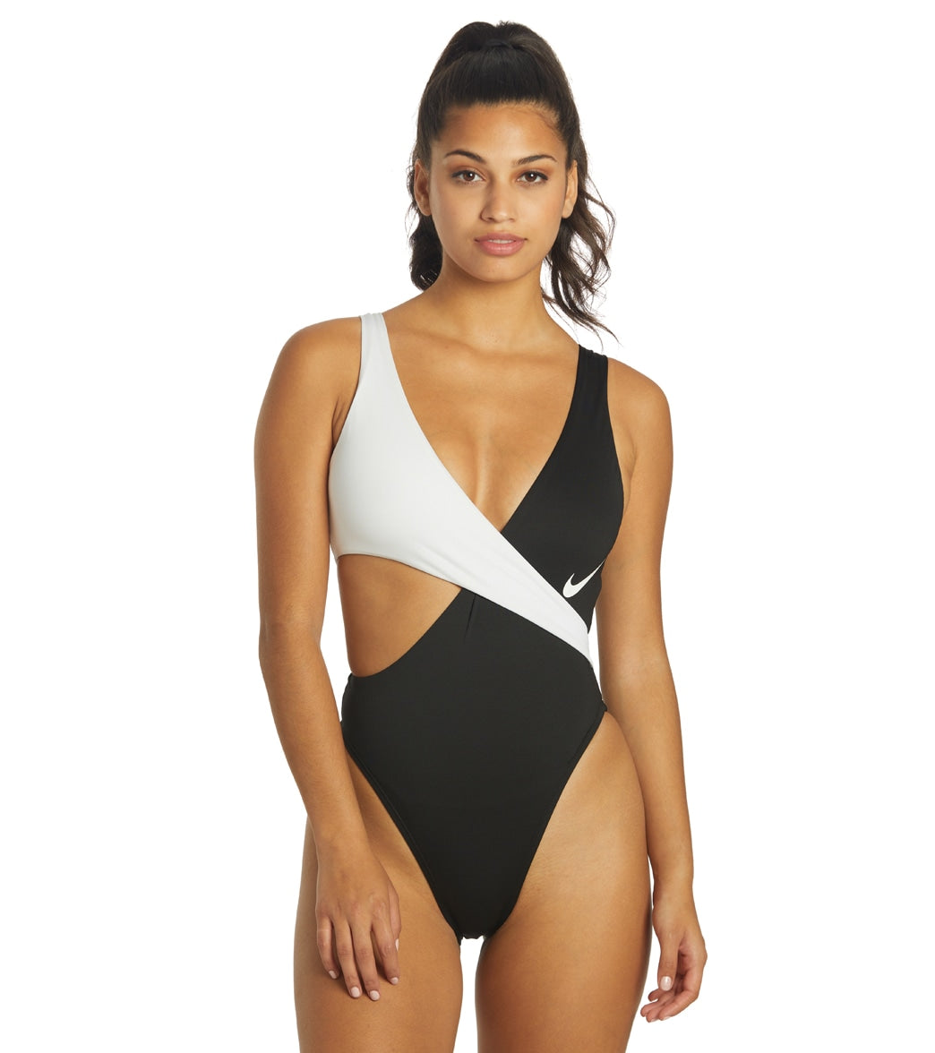Nike Women's Colorblock Crossover One Piece Swimsuit at SwimOutlet.com