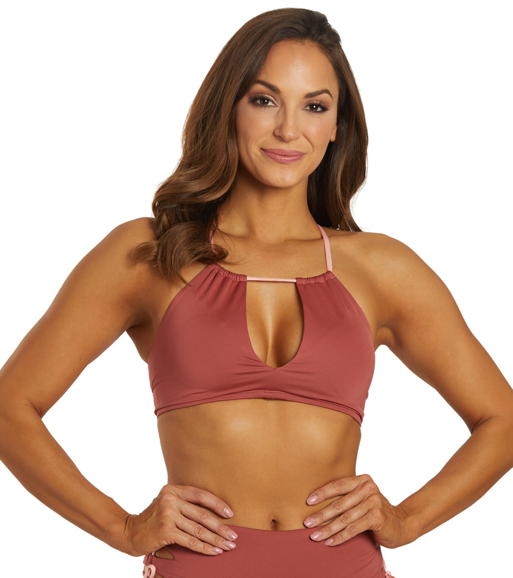 Nike Women's Solid Lace-Up High Neck Bikini Top at SwimOutlet.com