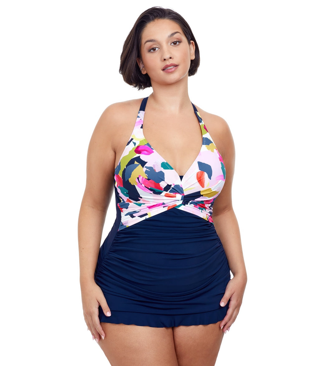 Profile by Plus Size Canvas Halter Swim Dress SwimOutlet.com