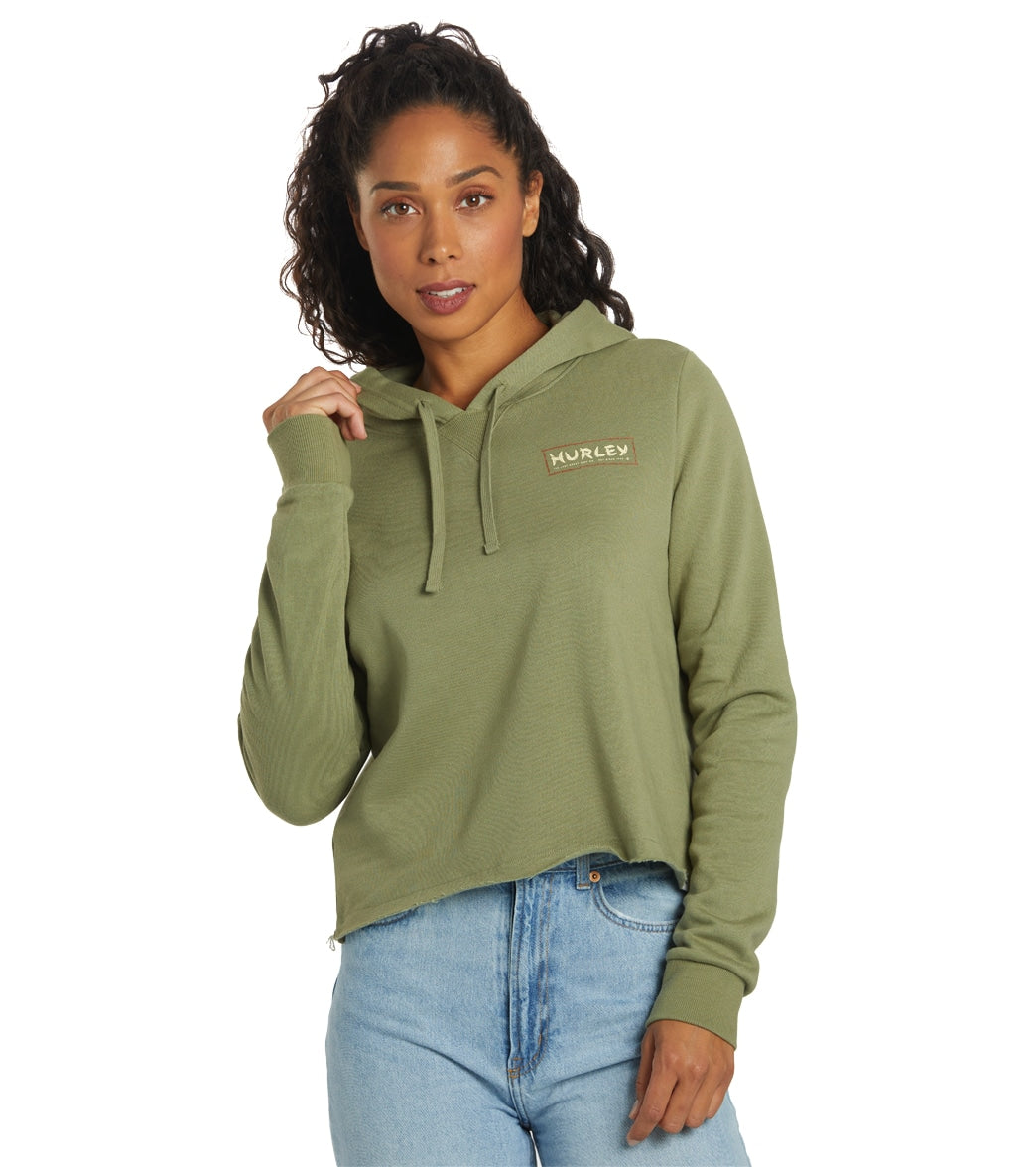 Hurley Women's Death In Paradise Cut Off Pullover Hoodie at SwimOutlet.com