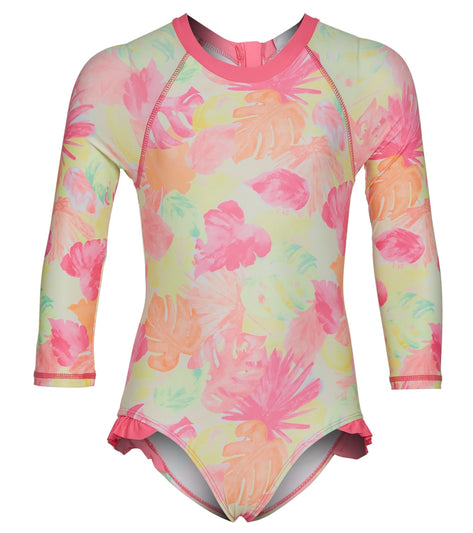 Shelloha Girls' Aqua Palms Long Sleeve One Piece Swimsuit (Baby ...