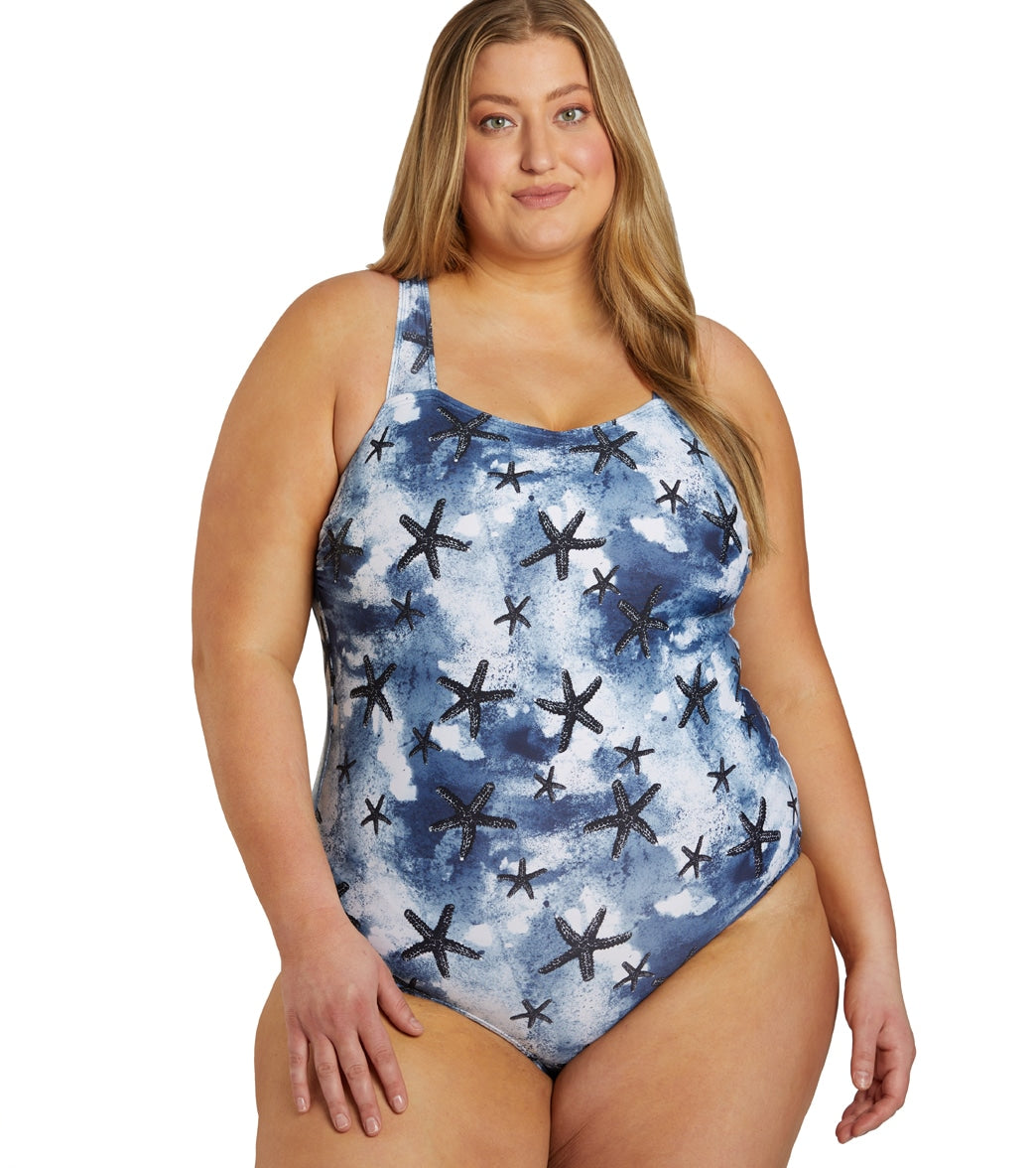 Sporti Plus Size Sanibel Island Moderate Printed Sweetheart One Piece  Swimsuit at SwimOutlet.com