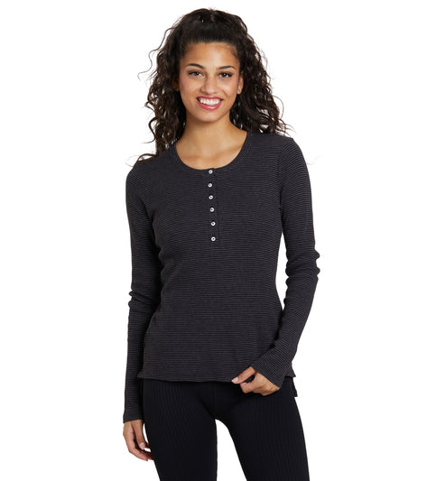 NUX Henley Long Sleeve Black at SwimOutlet.com