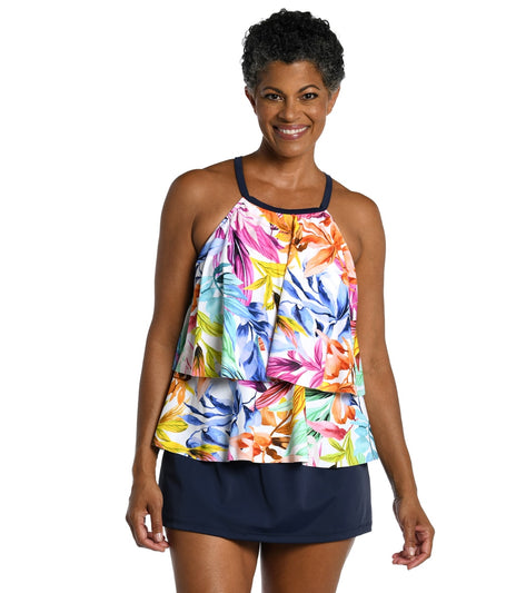 Maxine Women's Conga Vines High Neck Tankini Top at SwimOutlet.com