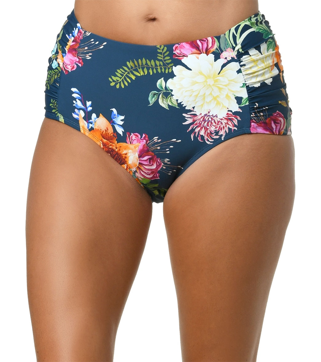 Jantzen Women's Floral Enchantment Side Shirred Comfort Core Bikini Bottom  at SwimOutlet.com