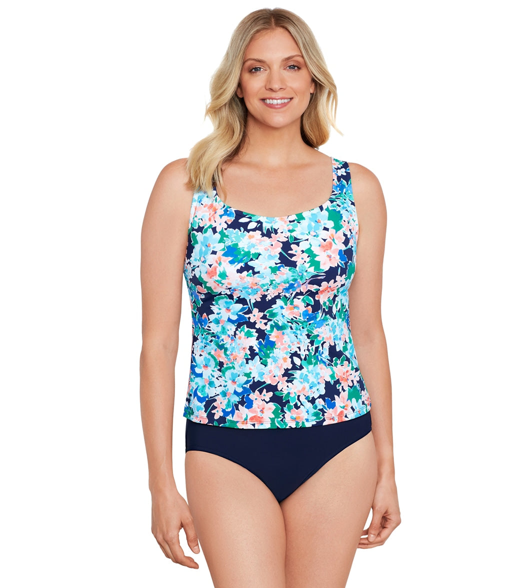 Shape Solver By Penbrooke Women's Ditsy Days Mastectomy Tankini Top at  SwimOutlet.com
