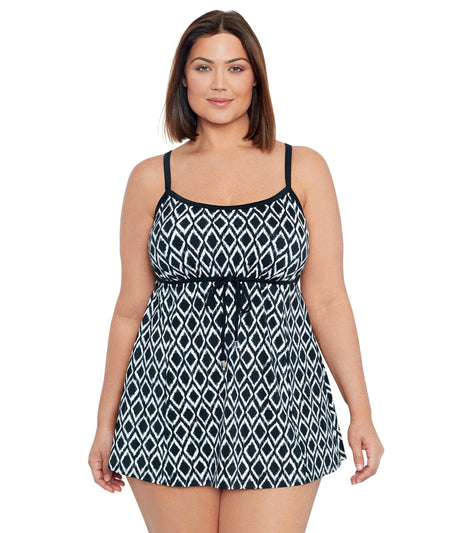 Shape Solver By Penbrooke Women's Plus Size Batik Charm Empire Swim ...