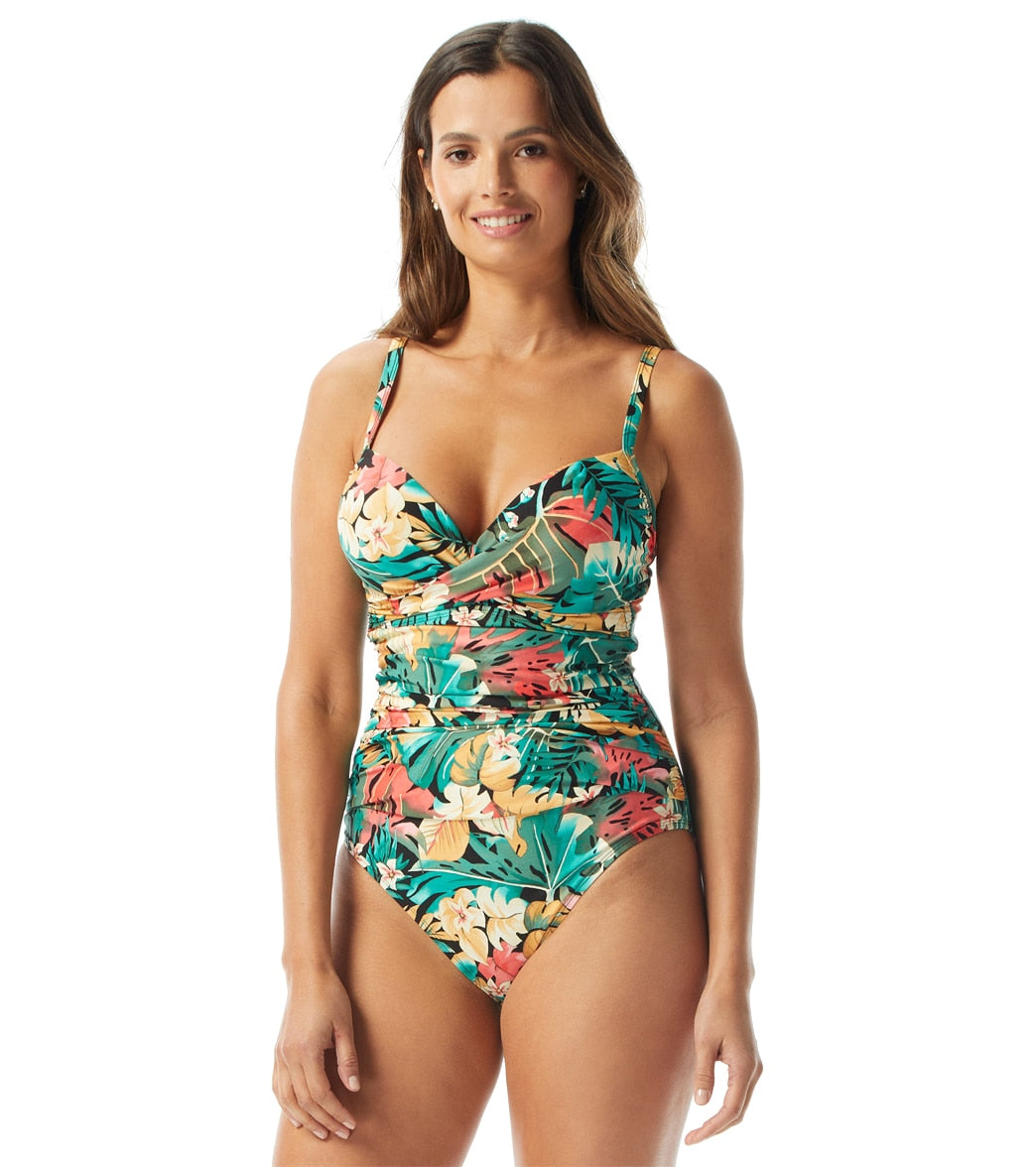 Coco Reef Women's Passion Flower Bra Sized Wrap One Piece Swimsuit  (C/D/DD/E Cup) at SwimOutlet.com