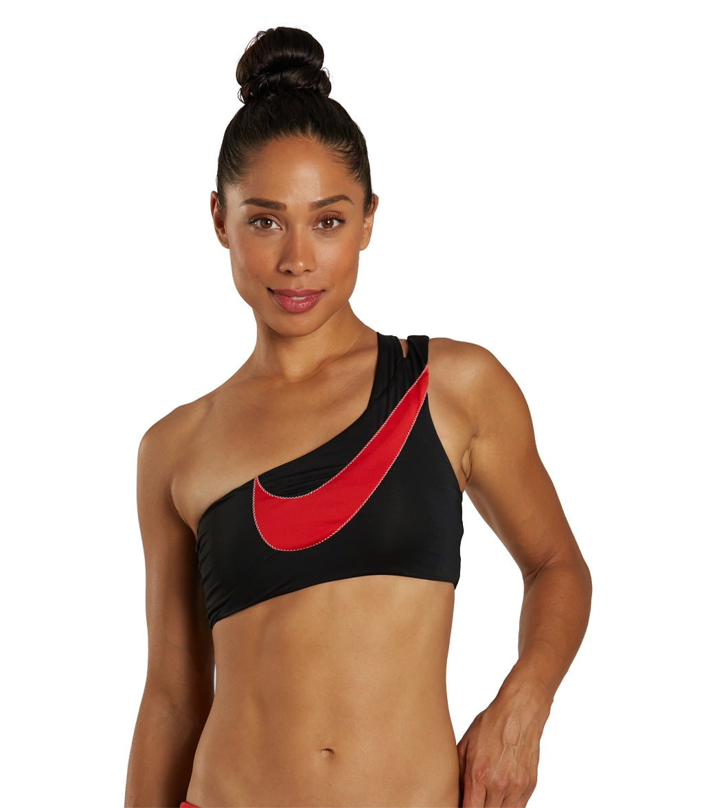 Nike Women's Swoosh Block Asymmetrical Bikini Top at SwimOutlet.com